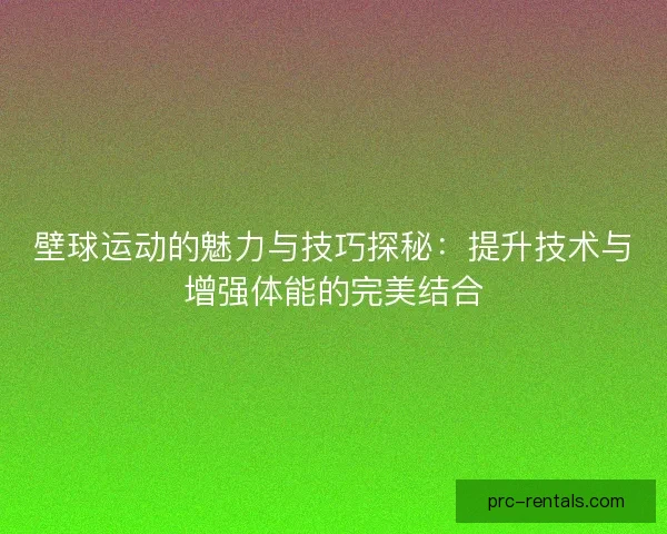 壁球运动的魅力与技巧探秘：提升技术与增强体能的完美结合